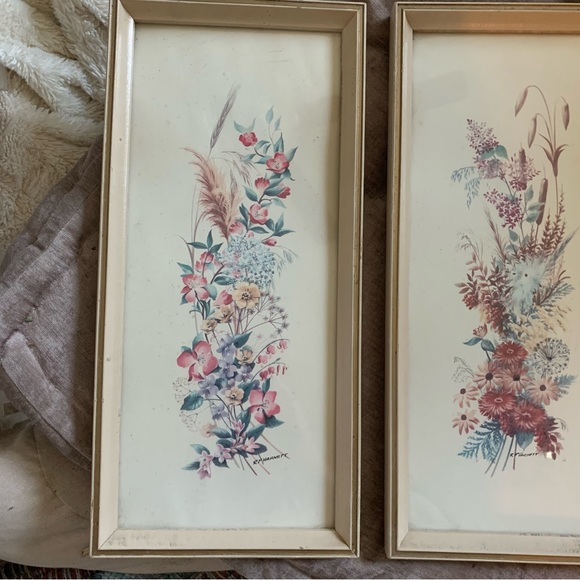 Vintage framed RF Harnett litho prints florals - signed - Picture 2 of 10